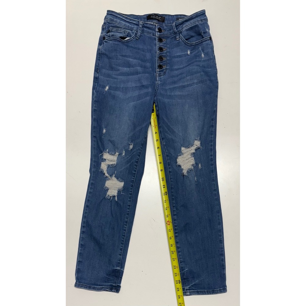 Judy Blue Boyfriend‎ Distressed Denim Jeans Button Fly Blue Women's size 7/28